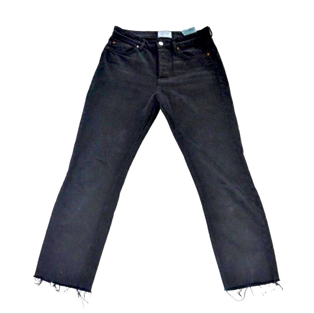 ZARA AUTHENTIC DENIM TRF BLACK JEANS FRAYED HEM Size 30